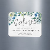 Modern Spring Floral Chic Blue bewaar de datum Magneet