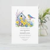 Modern Spring Floral Wedding Photo and QR Code Kaart (Staand voorkant)