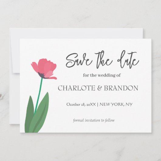 Modern Spring Garden Artist Floral Wedding Save The Date (Voorkant)