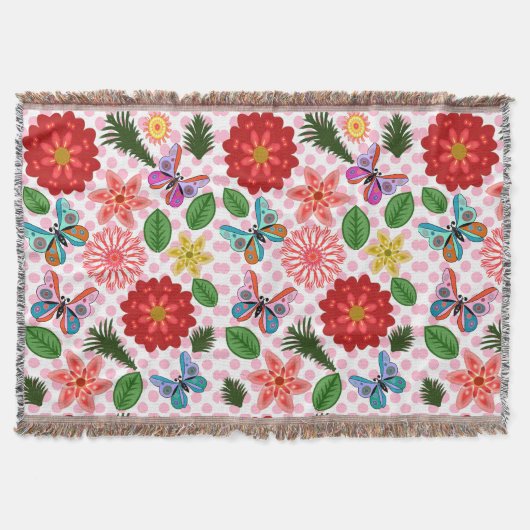 Modern Spring Garden Butterfly Floral  Deken (Voorkant)