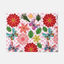 Modern Spring Garden Butterfly Floral 