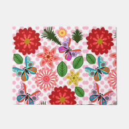 Modern Spring Garden Butterfly Floral  Deurmat