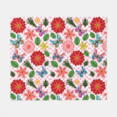 Modern Spring Garden Butterfly Floral  Fleece Deken (Voorkant (Horizontaal))