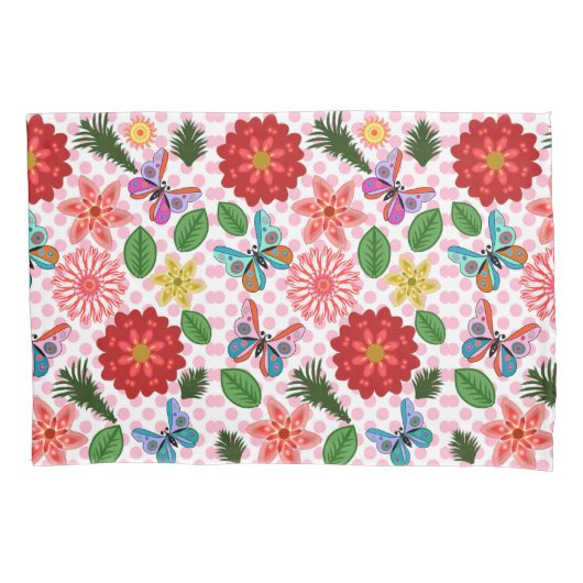 Modern Spring Garden Butterfly Floral  Kussensloop (Voorkant)