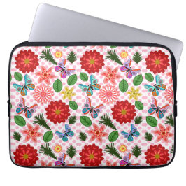 Modern Spring Garden Butterfly Floral  Laptop Sleeve