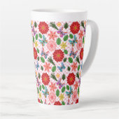 Modern Spring Garden Butterfly Floral  Latte Mok (Rechterhoek)