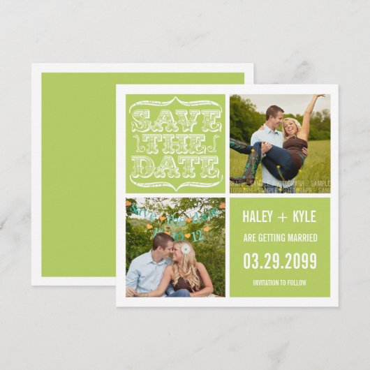 Modern Spring Green Bewaar de datumfotokaarten Kaart (Voorkant / Achterkant)