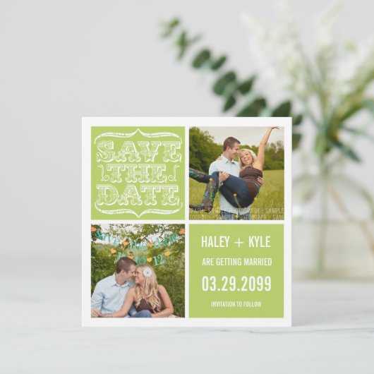 Modern Spring Green Bewaar de datumfotokaarten Kaart (Staand voorkant)