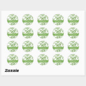 Modern Spring Green Botanical Pattern Leaves Name Ronde Sticker (Vel)