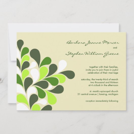 Modern Spring Green Wedding Invitations Kaart (Voorkant)