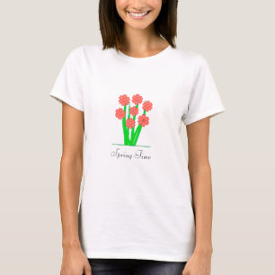 Modern Spring Heart Flowers T-shirt
