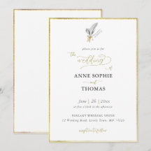 Modern Spring Lily van Valley Gold Bow Wedding