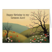 Modern Spring Meadow Birthday Card for Great Aunt (Voorkant Horizontaal)