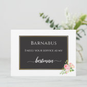 Modern Spring Pink Rose Digital Bestman Kaart (Staand voorkant)