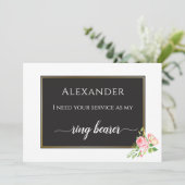 Modern Spring Roze Rose Digitale Ring Bearer Kaart (Staand voorkant)