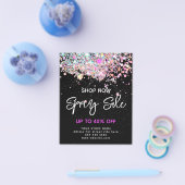 Modern Spring Sale Holographic Glitter Black Flyer (Enkel)