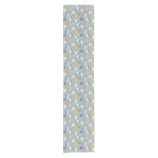 Modern Spring Tulip Botanical Table Runner Korte Tafelloper (Voorkant)