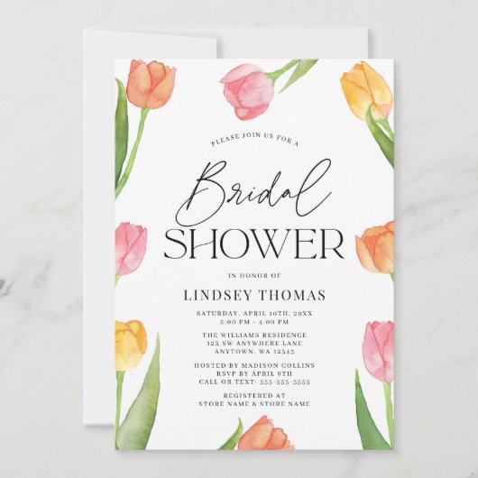 Modern Spring Tulips Vrijgezellenfeest Kaart (Voorkant)