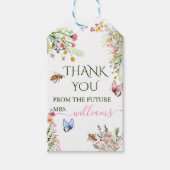 Modern Spring Wild Flowers Script Vrijgezellenfees Cadeaulabel (Voorkant)