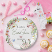 Modern Spring Wild Flowers Script Vrijgezellenfees Papieren Bordje (Feest)