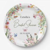 Modern Spring Wild Flowers Script Vrijgezellenfees Papieren Bordje (Voorkant)