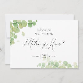 Modern Springtime Eucalyptus Matron of Honor Kaart