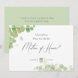 Modern Springtime Eucalyptus Matron of Honor Kaart