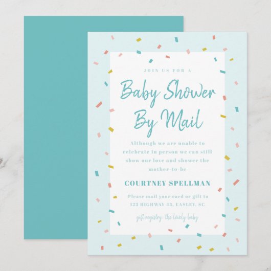 Modern Sprinkle Baby shower via Mail Invitation (Voorkant / Achterkant)