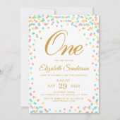 Modern Sprinkle Rainbow Gold Polka Dot Birthday Kaart (Voorkant)