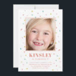 Modern sprinkles foto kids birthday uitnodiging<br><div class="desc">A whimsical kids birthday party uitnoation featuring rainbow sprinkles and a kids foto.</div>