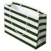 Modern Spruce Green Stripes Gold Deer Groot Cadeauzakje (Achterkant Gekanteld)