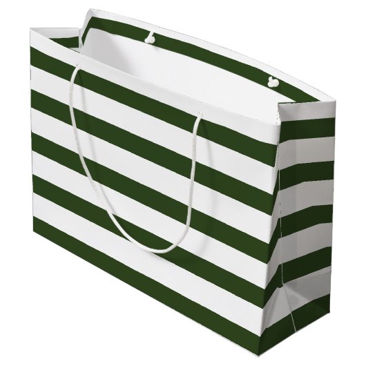 Modern Spruce Green Stripes Gold Deer Groot Cadeauzakje (Achterkant Gekanteld)