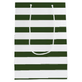 Modern Spruce Green Stripes Gold Deer Medium Cadeauzakje (Achterkant)