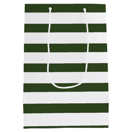 Modern Spruce Green Stripes Gold Deer Medium Cadeauzakje (Achterkant)