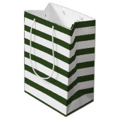 Modern Spruce Green Stripes Gold Deer Medium Cadeauzakje (Achterkant Gekanteld)