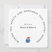 Modern Squar, Kerstmis | Ornament en blauwe spelde Feestdagenkaart (Achterkant)