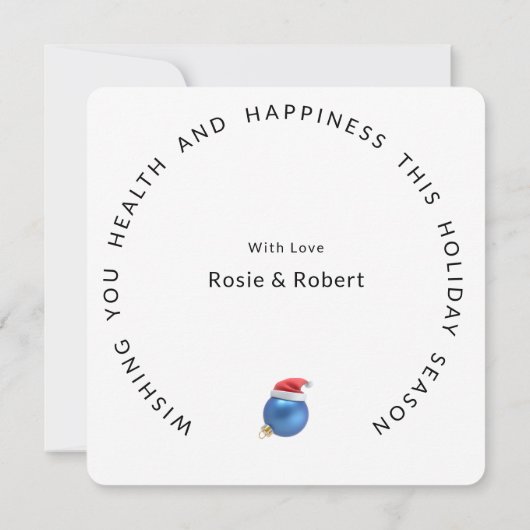 Modern Squar, Kerstmis | Ornament en blauwe spelde Feestdagenkaart (Achterkant)