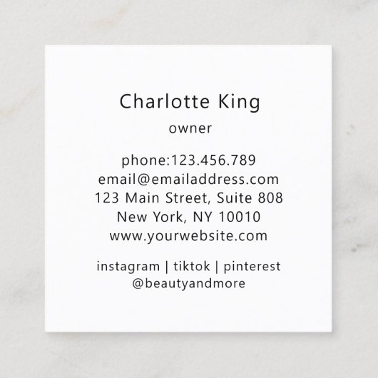 Modern Square - Artistic Bloom Vierkante Visitekaartje (Achterkant)