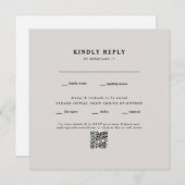 Modern Square beige Weddending QR Code RSVP (Voorkant / Achterkant)