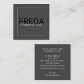 Modern Square Black Mode Stylist Vierkante Visitekaartje (Voorkant / Achterkant)