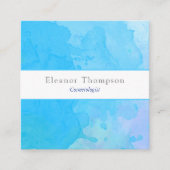 Modern Square Blue Waterverf Vierkante Visitekaartje (Voorkant)