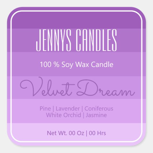 Modern Square Border Pastel Rainbow Ombre Lila Vierkante Sticker (Voorkant)