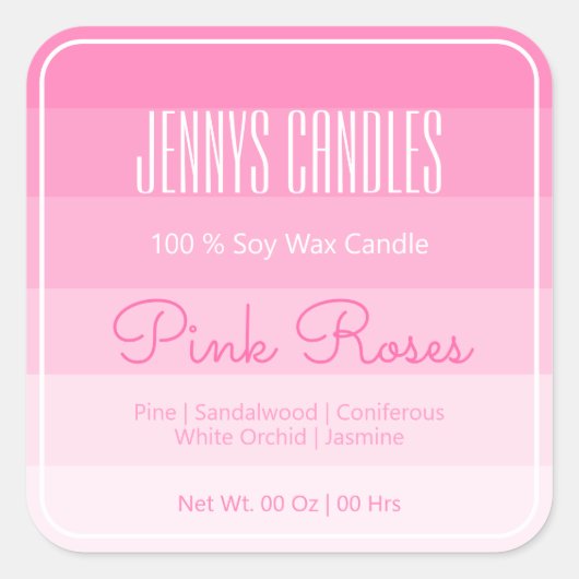 Modern Square Border Pastel Rainbow Ombre Pink Vierkante Sticker (Voorkant)