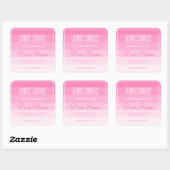 Modern Square Border Pastel Rainbow Ombre Pink Vierkante Sticker (Vel)