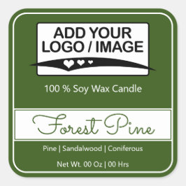 Modern Square Border Simple Forest Green Logo Vierkante Sticker