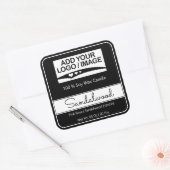 Modern Square Border Simple White Black Logo Afbee Vierkante Sticker (Envelop)