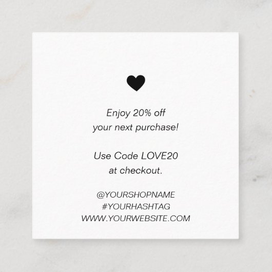 Modern Square Business Hartelijk dank voor het inv Vierkante Visitekaartje (Achterkant)