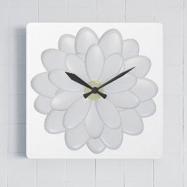 Modern Square Daisy White Clock Vierkante Klok