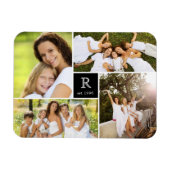 Modern Square Family Monogram Foto Collage Magnet Magneet (Horizontaal)