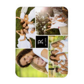 Modern Square Family Monogram Foto Collage Magnet Magneet (Verticaal)